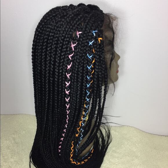 Box braid frontal wig- black main image 4